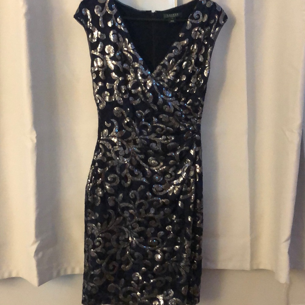 Lauren Ralph Lauren Sequin Swirl Short Sleeve Dres
